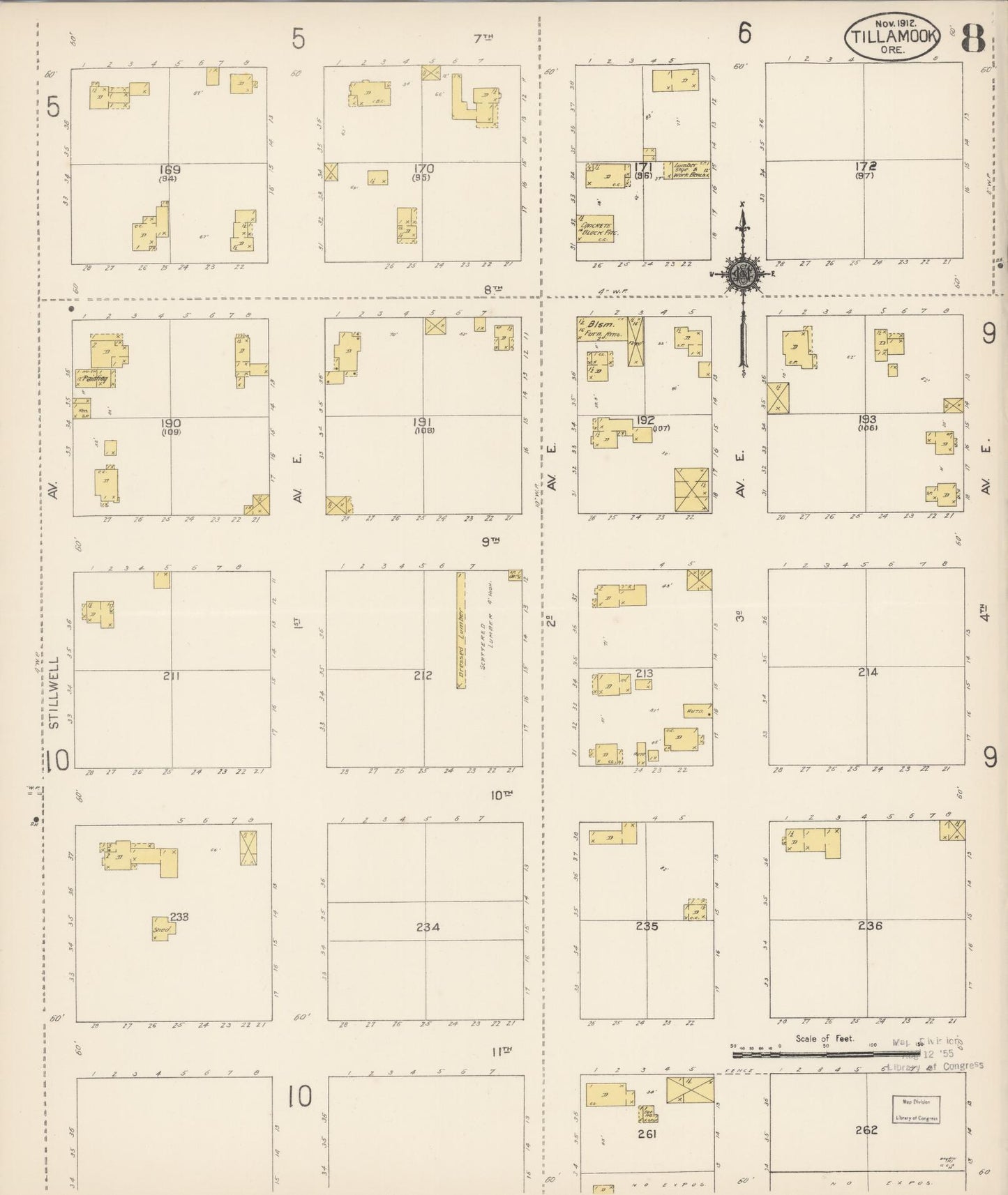 Sanborn Fire Insurance Map from Tillamook, Tillamook County, Oregon (1912), Sheet #0008 - Complete Map Set gallery image, historic Sanborn map, vintage wall art, Oregon Oregon