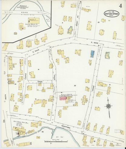 Sanborn Fire Insurance Map from Stafford Springs, Tolland County, Connecticut (1911), Sheet #0004 - Complete Map Set gallery image, historic Sanborn map, vintage wall art, Connecticut Connecticut