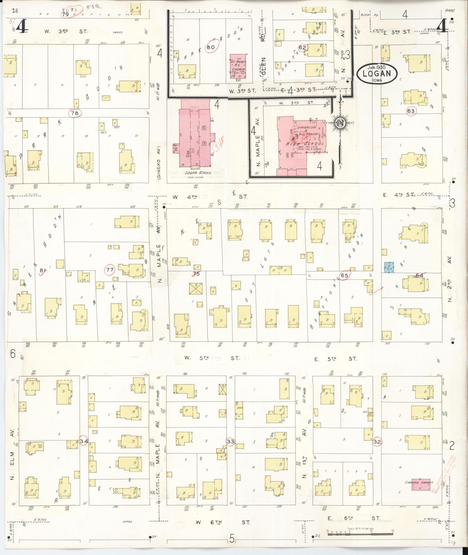 Sanborn Fire Insurance Map from Logan, Harrison County, Iowa (1934), Sheet #0004 - Historic Sanborn Fire Insurance Map Print