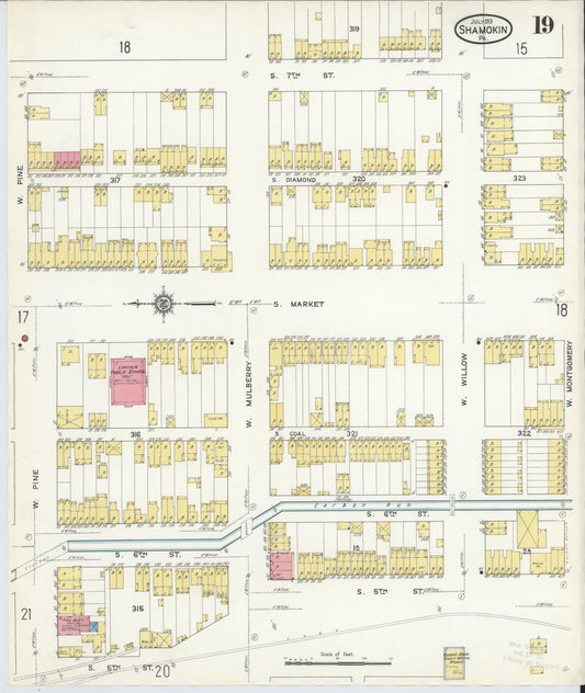 Sanborn Fire Insurance Map from Shamokin, Northumberland County, Pennsylvania (1913), Sheet #0019 - Historic Sanborn Fire Insurance Map Print, vintage old map wall art, antique decor, genealogy gift, Pennsylvania Pennsylvania map