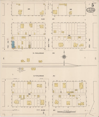 Sanborn Fire Insurance Map from Luling, Caldwell County, Texas (1921), Sheet #0005 - Complete Map Set gallery image, historic Sanborn map, vintage wall art, Texas Texas