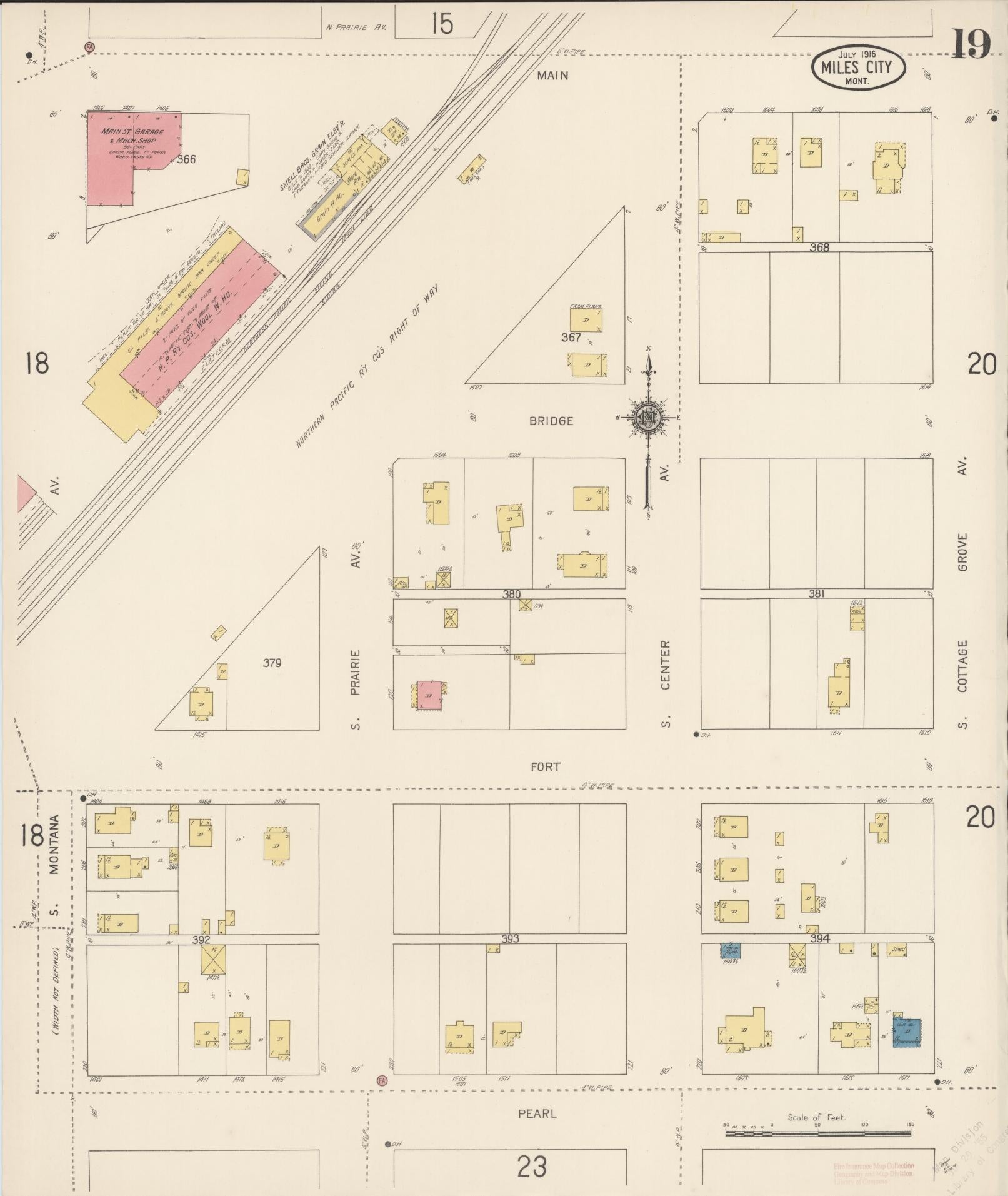 Sanborn Fire Insurance Map from Miles City, Custer County, Montana (1916), Sheet #0019 - Historic Sanborn Fire Insurance Map Print, vintage old map wall art, antique decor, genealogy gift, Montana Montana map