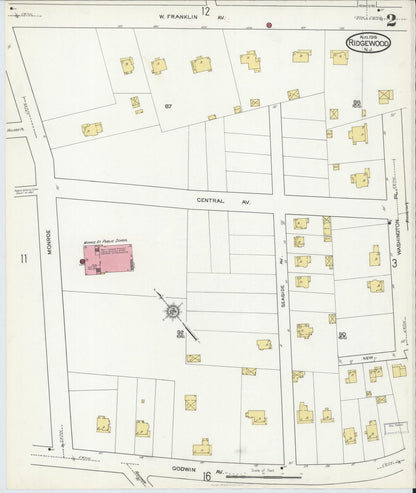 Sanborn Fire Insurance Map from Ridgewood, Bergen County, New Jersey (1916), Sheet #0002 - Complete Map Set gallery image, historic Sanborn map, vintage wall art, New Jersey New Jersey