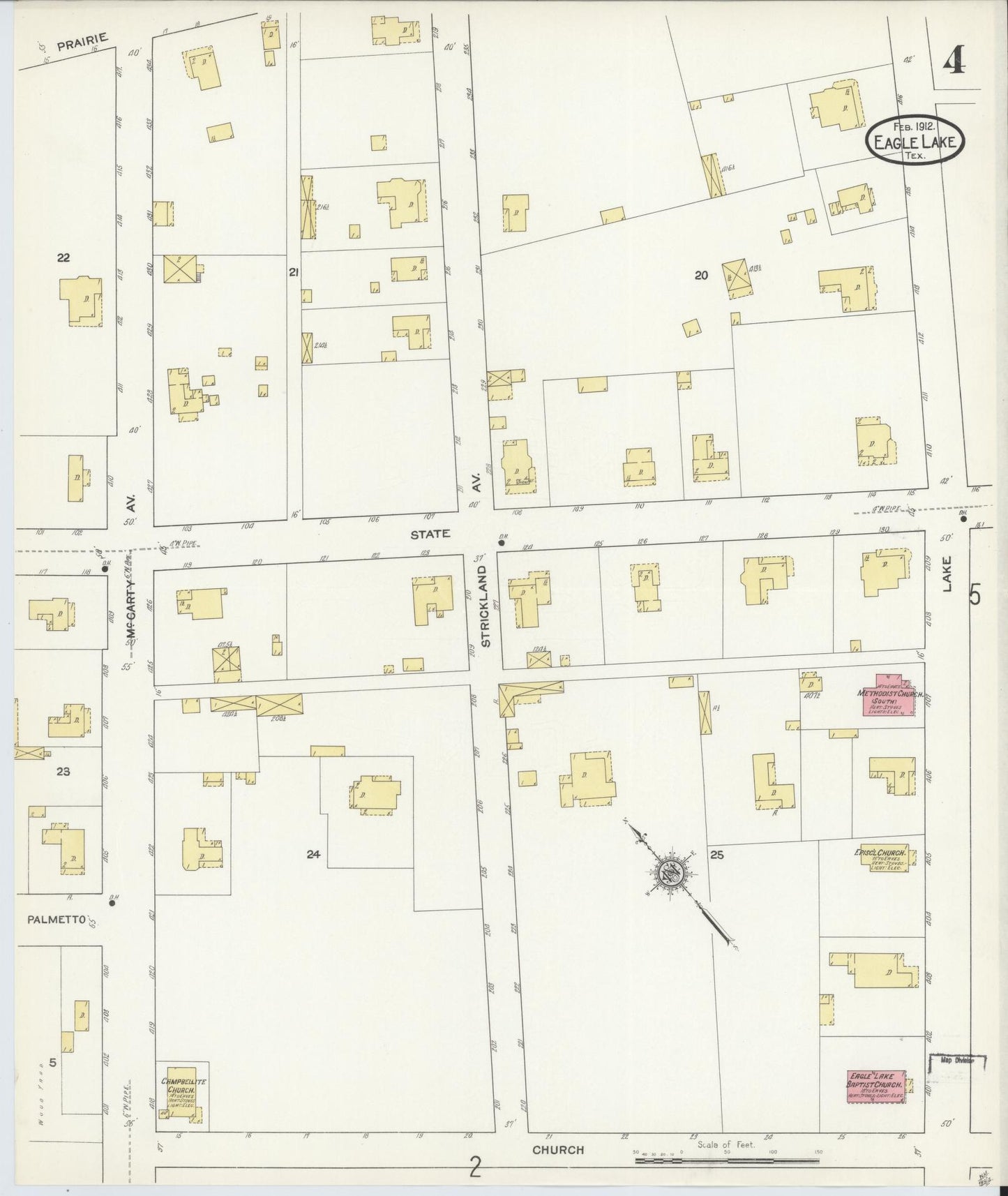 Sanborn Fire Insurance Map from Eagle Lake, Colorado County, Texas (1912), Sheet #0004 - Complete Map Set gallery image, historic Sanborn map, vintage wall art, Eagle Lake Colorado