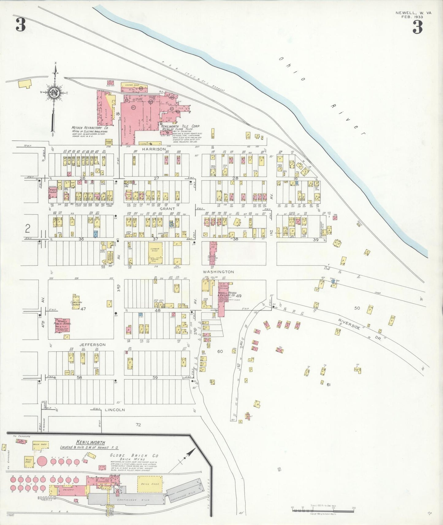 Sanborn Fire Insurance Map from Newell, Hancock County, West Virginia (1933), Sheet #0003 - Complete Map Set gallery image, historic Sanborn map, vintage wall art, West Virginia West Virginia