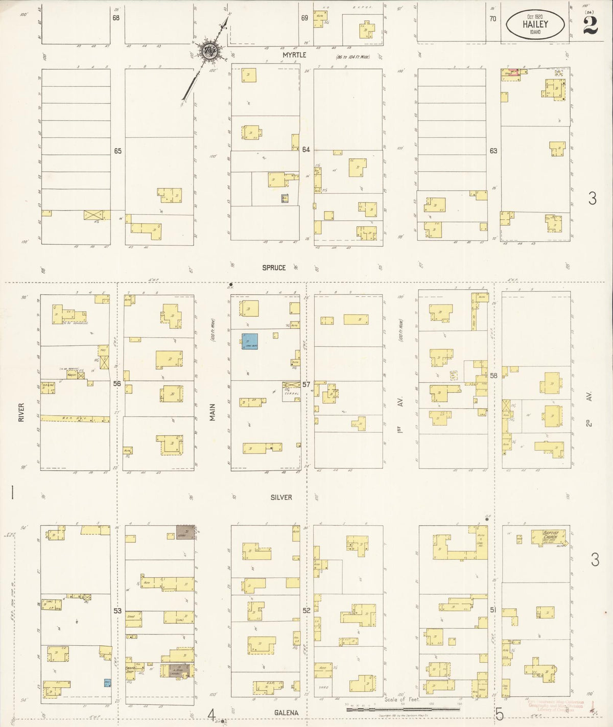 Sanborn Fire Insurance Map from Hailey, Blaine County, Idaho (1920), Sheet #0002 - Complete Map Set gallery image, historic Sanborn map, vintage wall art, Idaho Idaho