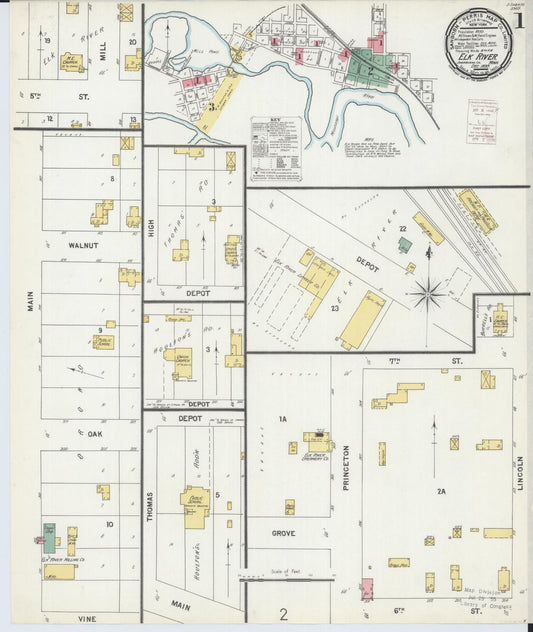 Sanborn Fire Insurance Map from Elk River, Sherburne County, Minnesota (1899), Sheet #0001 - Complete Map Set gallery image, historic Sanborn map, vintage wall art, Minnesota Minnesota