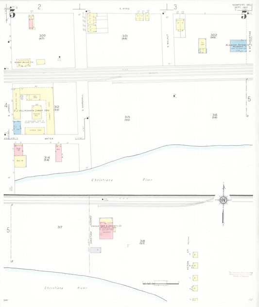 Sanborn Fire Insurance Map from Newport, New Castle County, Delaware (1937), Sheet #0005 - Historic Sanborn Fire Insurance Map Print, vintage old map wall art, antique decor, genealogy gift, Delaware Delaware map