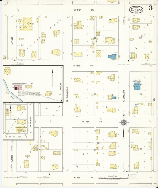 Sanborn Fire Insurance Map from Eureka, Greenwood County, Kansas (1917), Sheet #0003 - Historic Sanborn Fire Insurance Map Print, vintage old map wall art, antique decor, genealogy gift, Kansas Kansas map