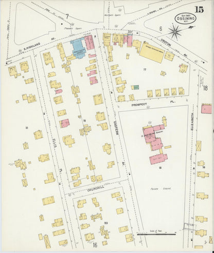 Sanborn Fire Insurance Map from Ossining, Westchester County, New York (1903), Sheet #0015 - Historic Sanborn Fire Insurance Map Print, vintage old map wall art, antique decor, genealogy gift, New York New York map
