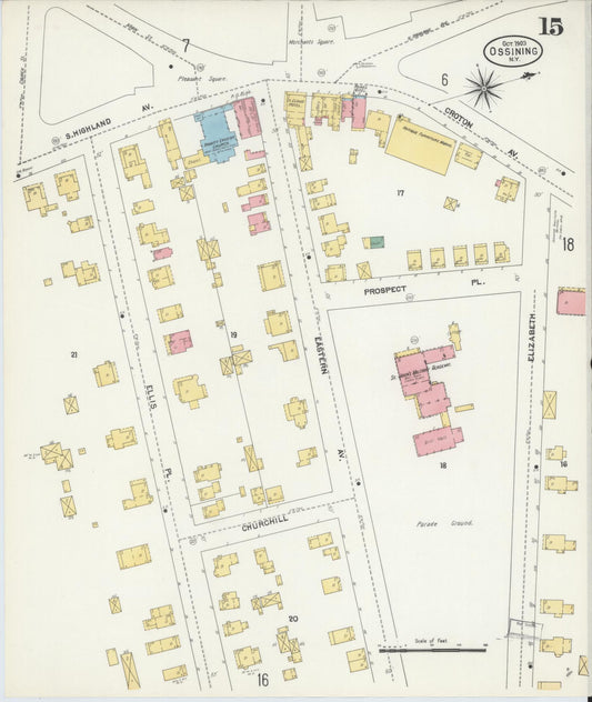 Sanborn Fire Insurance Map from Ossining, Westchester County, New York (1903), Sheet #0015 - Historic Sanborn Fire Insurance Map Print, vintage old map wall art, antique decor, genealogy gift, New York New York map