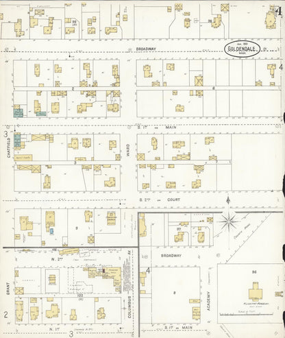 Sanborn Fire Insurance Map from Goldendale, Klickitat County, Washington (1901), Sheet #0004 - Complete Map Set gallery image, historic Sanborn map, vintage wall art, Washington Washington