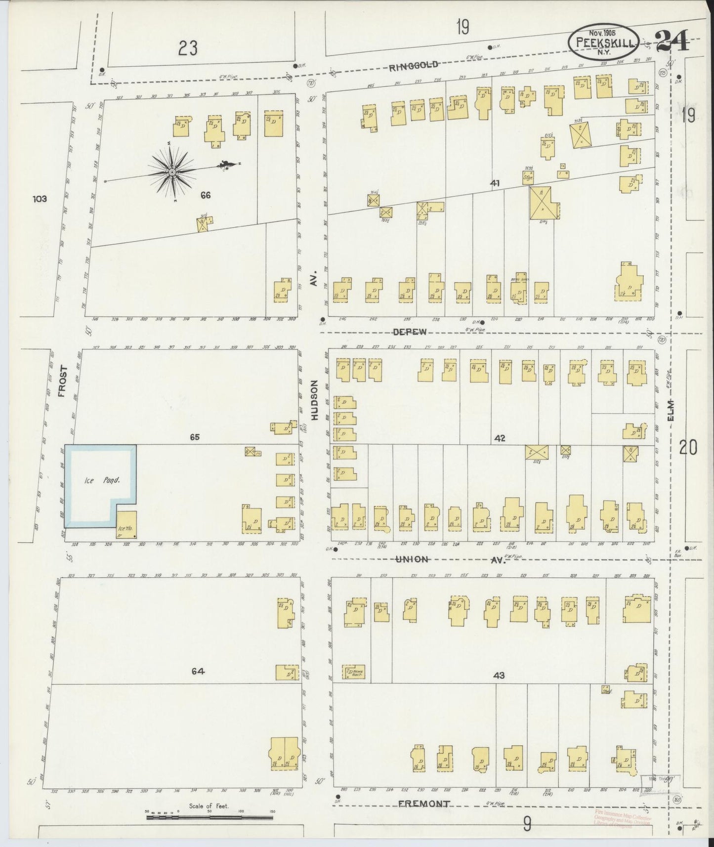 Sanborn Fire Insurance Map from Peekskill, Westchester County, New York (1905), Sheet #0024 - Complete Map Set gallery image, historic Sanborn map, vintage wall art, New York New York