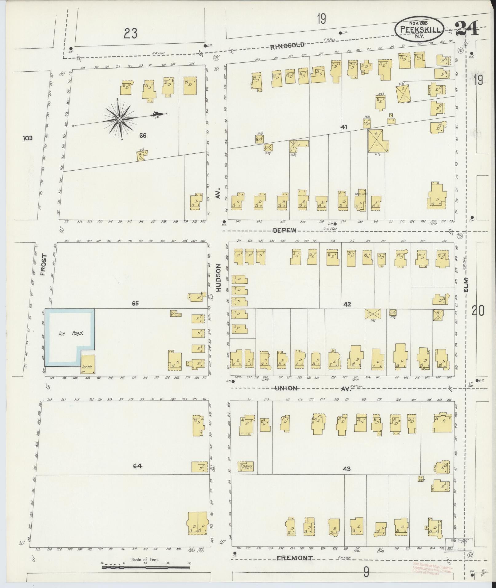 Sanborn Fire Insurance Map from Peekskill, Westchester County, New York (1905), Sheet #0024 - Complete Map Set gallery image, historic Sanborn map, vintage wall art, New York New York