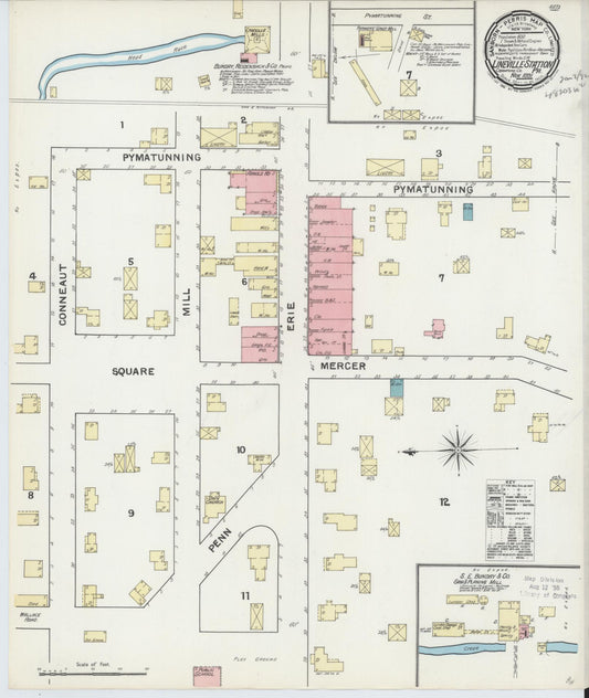 Sanborn Fire Insurance Map from Linesville, Crawford County, Pennsylvania (1891), Sheet #0001 - Historic Sanborn Fire Insurance Map Print, vintage old map wall art, antique decor, genealogy gift, Pennsylvania Pennsylvania map