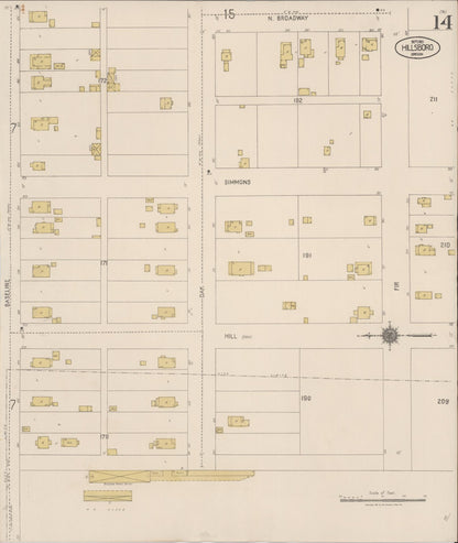 Sanborn Fire Insurance Map from Hillsboro, Washington County, Oregon (1921), Sheet #0014 - Complete Map Set gallery image, historic Sanborn map, vintage wall art, Oregon Oregon