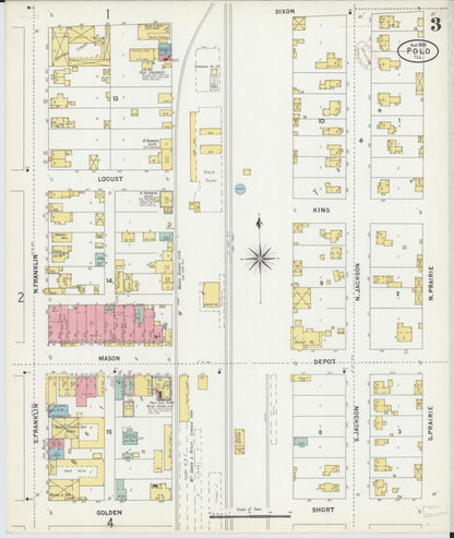 Sanborn Fire Insurance Map from Polo, Ogle County, Illinois (1899), Sheet #0003 - Historic Sanborn Fire Insurance Map Print, vintage old map wall art, antique decor, genealogy gift, Illinois Illinois map