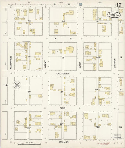 Sanborn Fire Insurance Map from Eureka, Humboldt County, California (1889), Sheet #0017 - Complete Map Set gallery image, historic Sanborn map, vintage wall art, California California