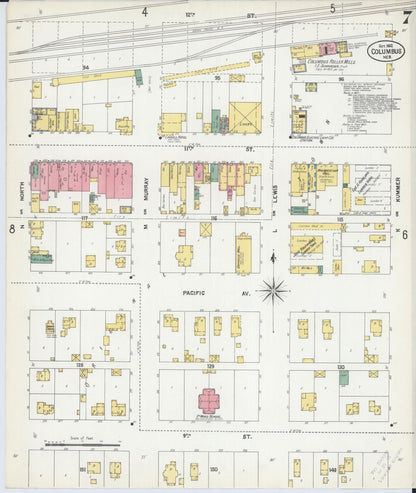 Sanborn Fire Insurance Map from Columbus, Platte County, Nebraska (1902), Sheet #0007 - Complete Map Set gallery image, historic Sanborn map, vintage wall art, Nebraska Nebraska