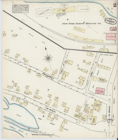 Sanborn Fire Insurance Map from Orange, Franklin County, Massachusetts (1884), Sheet #0002 - Historic Sanborn Fire Insurance Map Print, vintage old map wall art, antique decor, genealogy gift, Massachusetts Massachusetts map