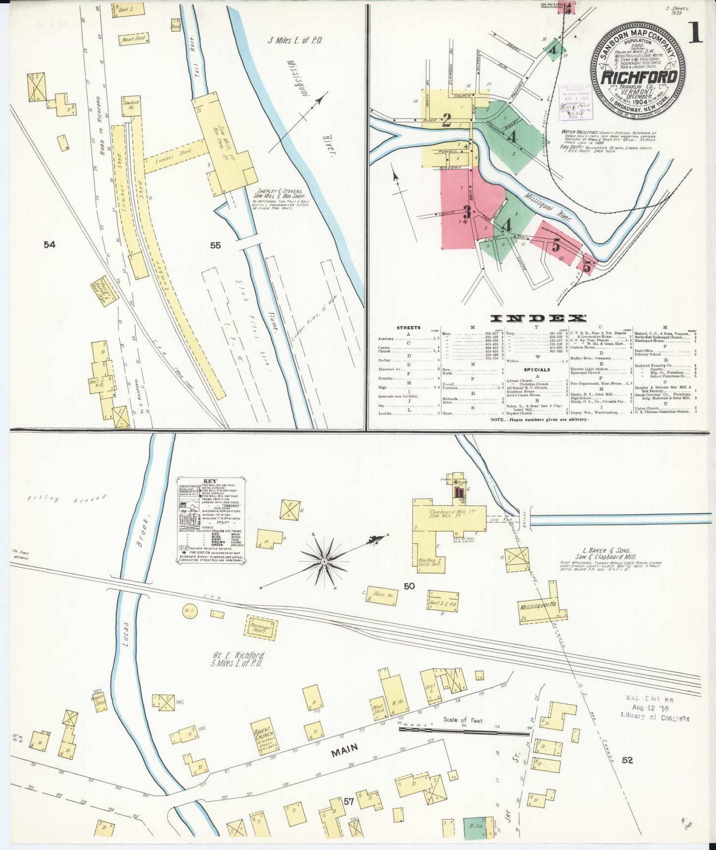 Sanborn Fire Insurance Map from Richford, Franklin County, Vermont. (1904) – Historic Sanborn Fire Insurance Map Print