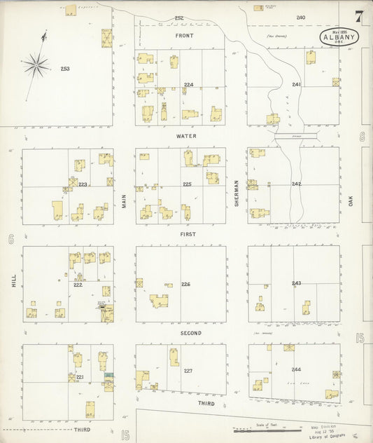Sanborn Fire Insurance Map from Albany, Linn County, Oregon (1895), Sheet #0007 - Historic Sanborn Fire Insurance Map Print, vintage old map wall art, antique decor, genealogy gift, Oregon Oregon map