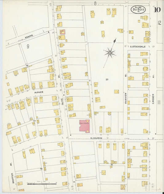 Sanborn Fire Insurance Map from Du Bois, Clearfield County, Pennsylvania (1906), Sheet #0010 - Historic Sanborn Fire Insurance Map Print, vintage old map wall art, antique decor, genealogy gift, Pennsylvania Pennsylvania map