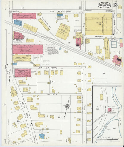 Sanborn Fire Insurance Map from Springfield, Robertson County, Tennessee (1921), Sheet #0013 - Complete Map Set gallery image, historic Sanborn map, vintage wall art, Tennessee Tennessee