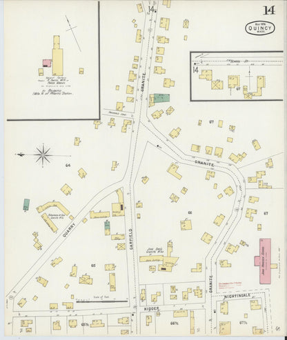 Sanborn Fire Insurance Map from Quincy, Norfolk County, Massachusetts (1896), Sheet #0014 - Complete Map Set gallery image, historic Sanborn map, vintage wall art, Massachusetts Massachusetts