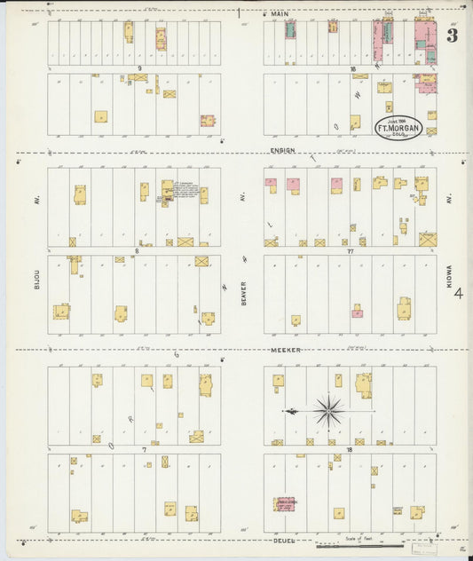Sanborn Fire Insurance Map from Fort Morgan, Morgan County, Colorado (1904), Sheet #0003 - Historic Sanborn Fire Insurance Map Print, vintage old map wall art, antique decor, genealogy gift, Colorado Colorado map