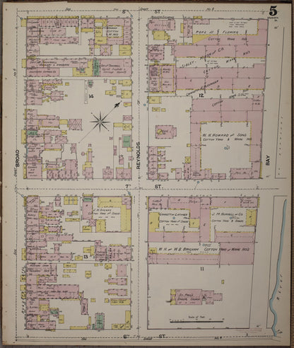 Sanborn Fire Insurance Map from Augusta, Richmond County, Georgia (1890), Sheet #0005 - Complete Map Set gallery image, historic Sanborn map, vintage wall art, Georgia Georgia