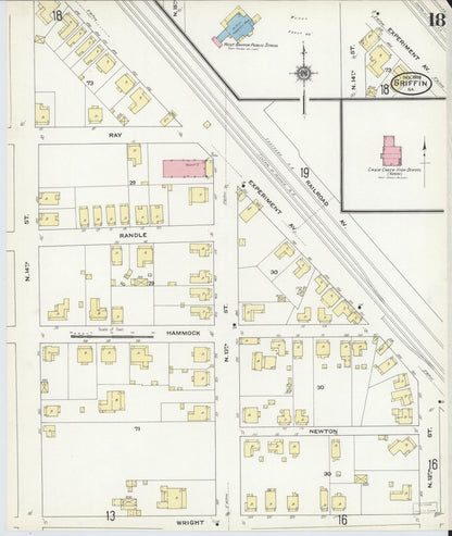 Sanborn Fire Insurance Map from Griffin, Spalding County, Georgia (1909), Sheet #0018 - Complete Map Set gallery image, historic Sanborn map, vintage wall art, Georgia Georgia