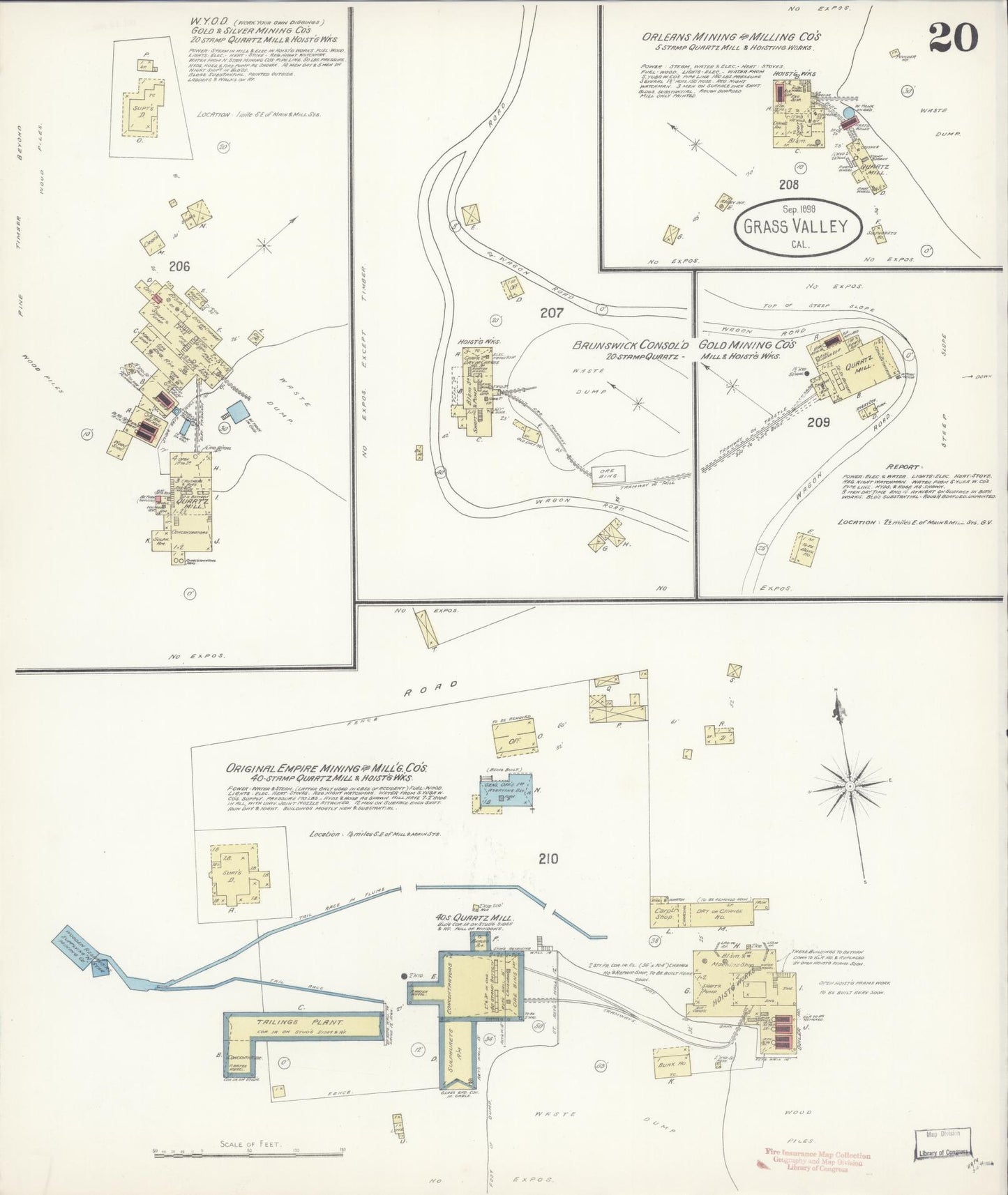 Sanborn Fire Insurance Map from Grass Valley, Nevada County, California (1898), Sheet #0020 - Historic Sanborn Fire Insurance Map Print, vintage old map wall art, antique decor, genealogy gift, Grass Valley Nevada map