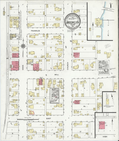Sanborn Fire Insurance Map from Brooklyn, Morgan County, Indiana (1920), Sheet #0001 - Complete Map Set gallery image, historic Sanborn map, vintage wall art, Indiana Indiana