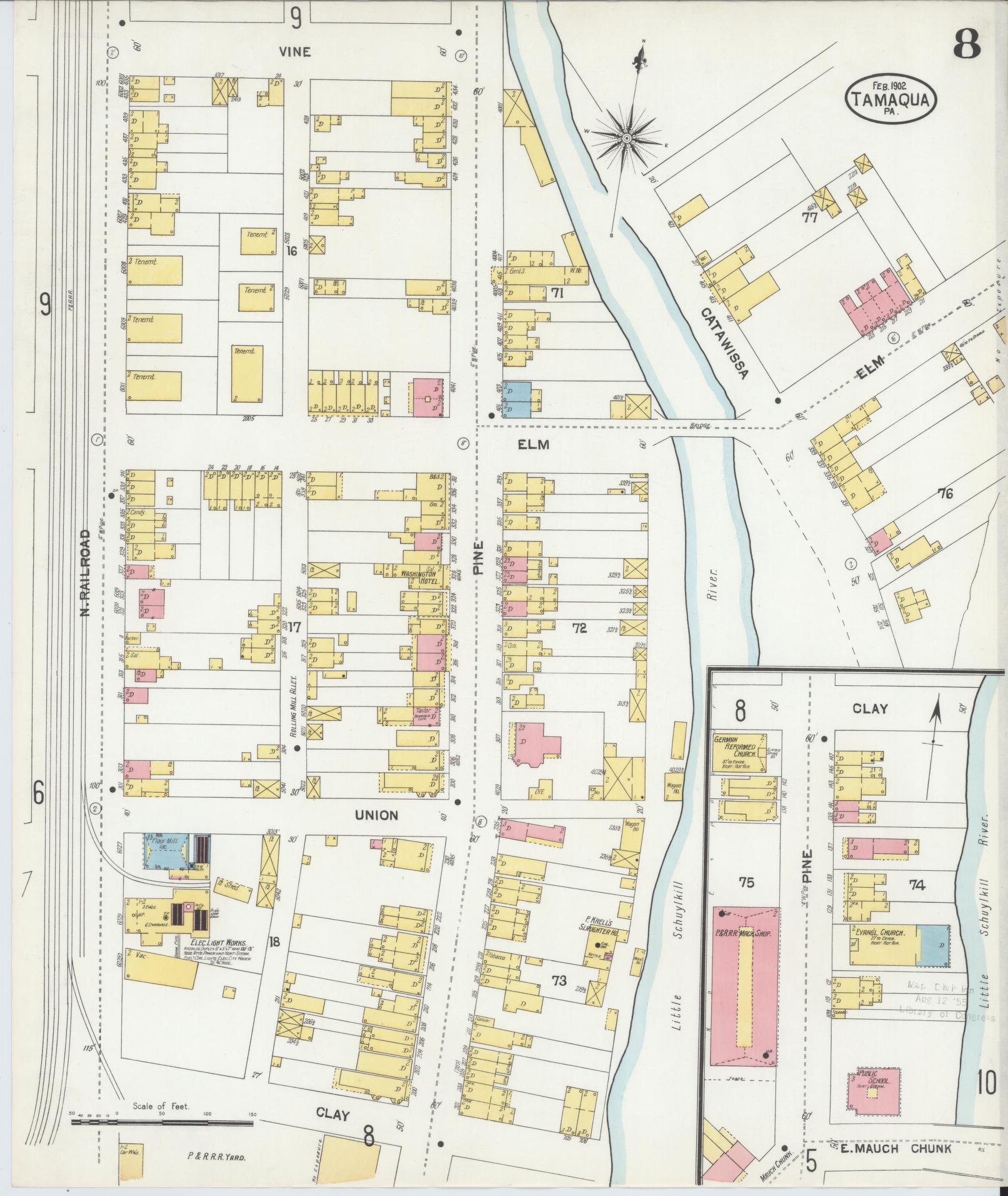 Sanborn Fire Insurance Map from Tamaqua, Schuylkill County, Pennsylvania (1902), Sheet #0008 - Complete Map Set gallery image, historic Sanborn map, vintage wall art, Pennsylvania Pennsylvania