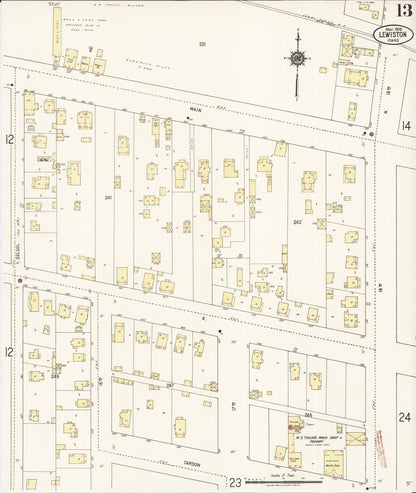 Sanborn Fire Insurance Map from Lewiston, Nez Perce County, Idaho (1918), Sheet #0013 - Complete Map Set gallery image, historic Sanborn map, vintage wall art, Idaho Idaho