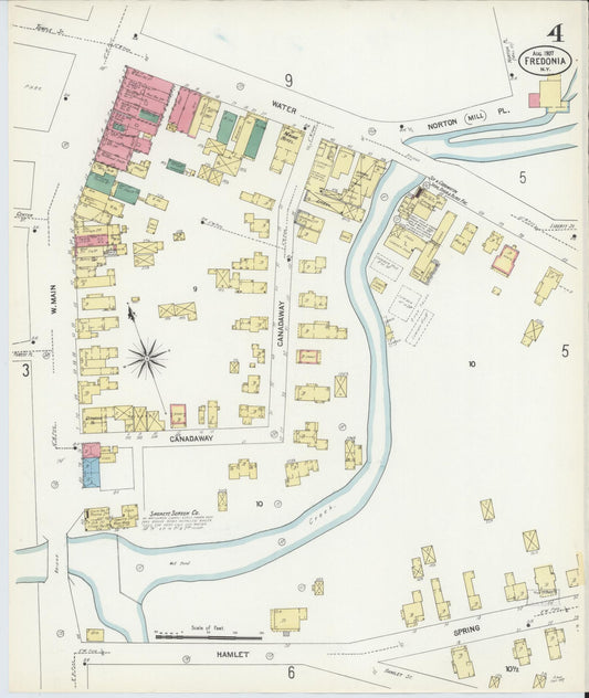 Sanborn Fire Insurance Map from Fredonia, Chautauqua County, New York (1907), Sheet #0004 - Historic Sanborn Fire Insurance Map Print, vintage old map wall art, antique decor, genealogy gift, New York New York map