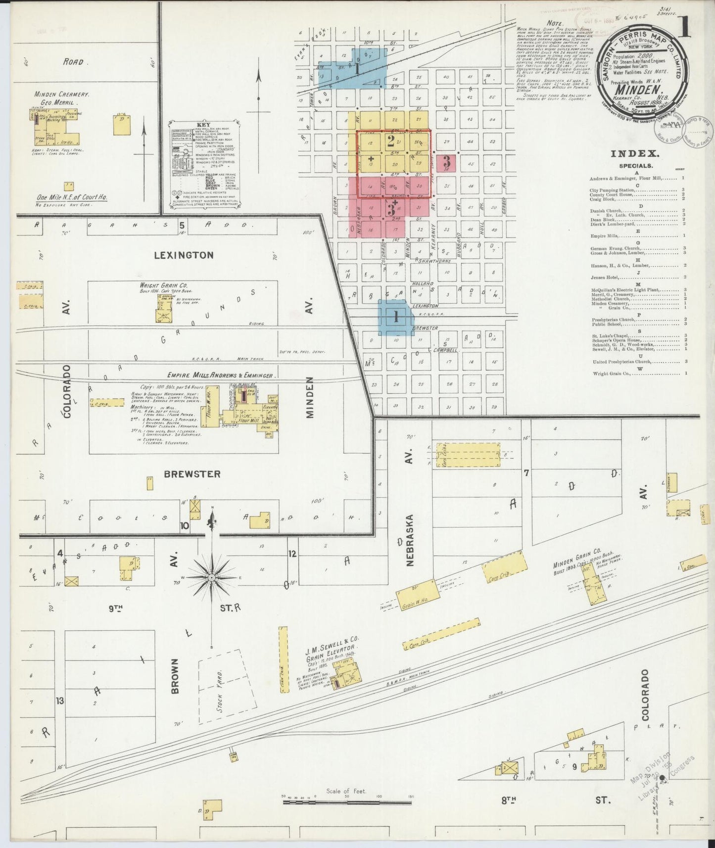 Sanborn Fire Insurance Map from Minden, Kearney County, Nebraska (1899), Sheet #0001 - Historic Sanborn Fire Insurance Map Print, vintage old map wall art, antique decor, genealogy gift, Nebraska Nebraska map