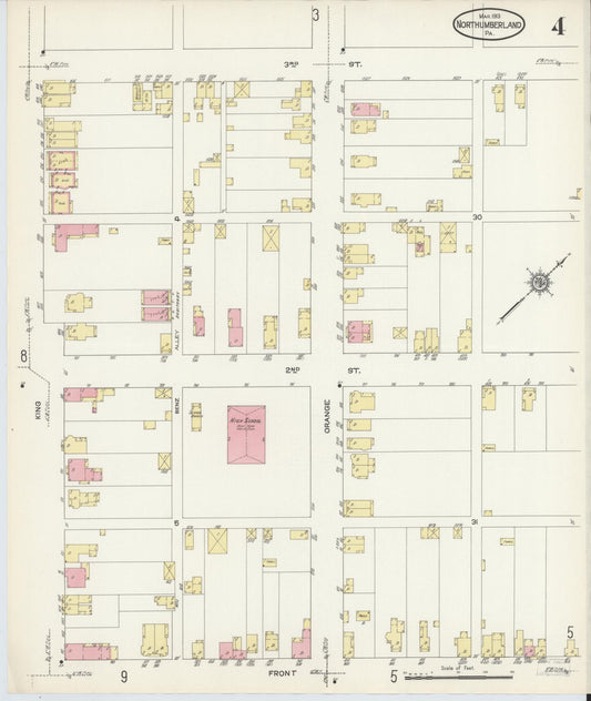 Sanborn Fire Insurance Map from Northumberland, Northumberland County, Pennsylvania (1913), Sheet #0004 - Historic Sanborn Fire Insurance Map Print, vintage old map wall art, antique decor, genealogy gift, Pennsylvania Pennsylvania map