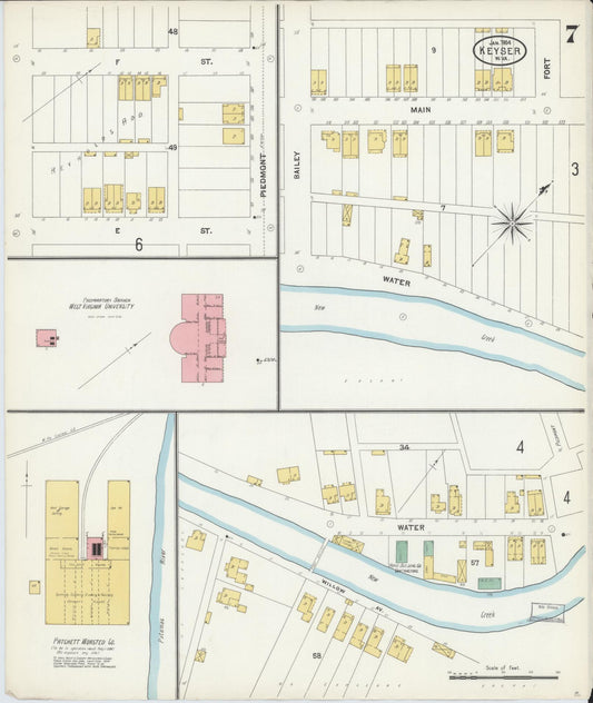Sanborn Fire Insurance Map from Keyser, Mineral County, West Virginia (1904), Sheet #0007 - Historic Sanborn Fire Insurance Map Print, vintage old map wall art, antique decor, genealogy gift, West Virginia West Virginia map