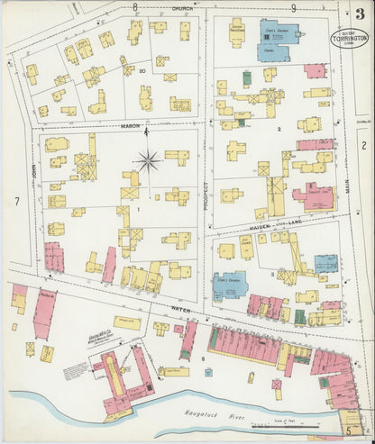 Sanborn Fire Insurance Map from Torrington, Litchfield County, Connecticut (1901), Sheet #0003 - Complete Map Set gallery image, historic Sanborn map, vintage wall art, Connecticut Connecticut