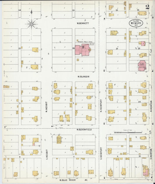 Sanborn Fire Insurance Map from Wymore, Gage County, Nebraska (1900), Sheet #0002 - Historic Sanborn Fire Insurance Map Print, vintage old map wall art, antique decor, genealogy gift, Nebraska Nebraska map
