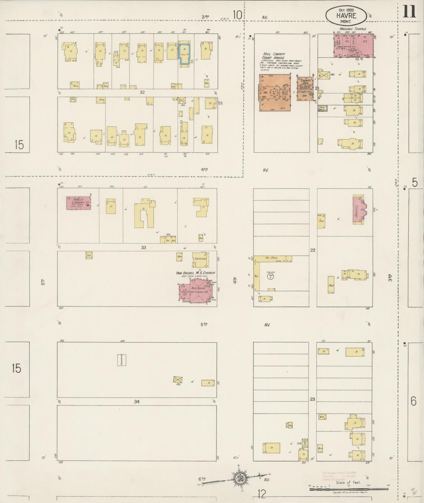 Sanborn Fire Insurance Map from Havre, Hill County, Montana (1920), Sheet #0011 - Complete Map Set gallery image, historic Sanborn map, vintage wall art, Montana Montana