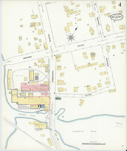 Sanborn Fire Insurance Map from Belmont, Allegany County, New York (1909), Sheet #0004 - Historic Sanborn Fire Insurance Map Print, vintage old map wall art, antique decor, genealogy gift, New York New York map