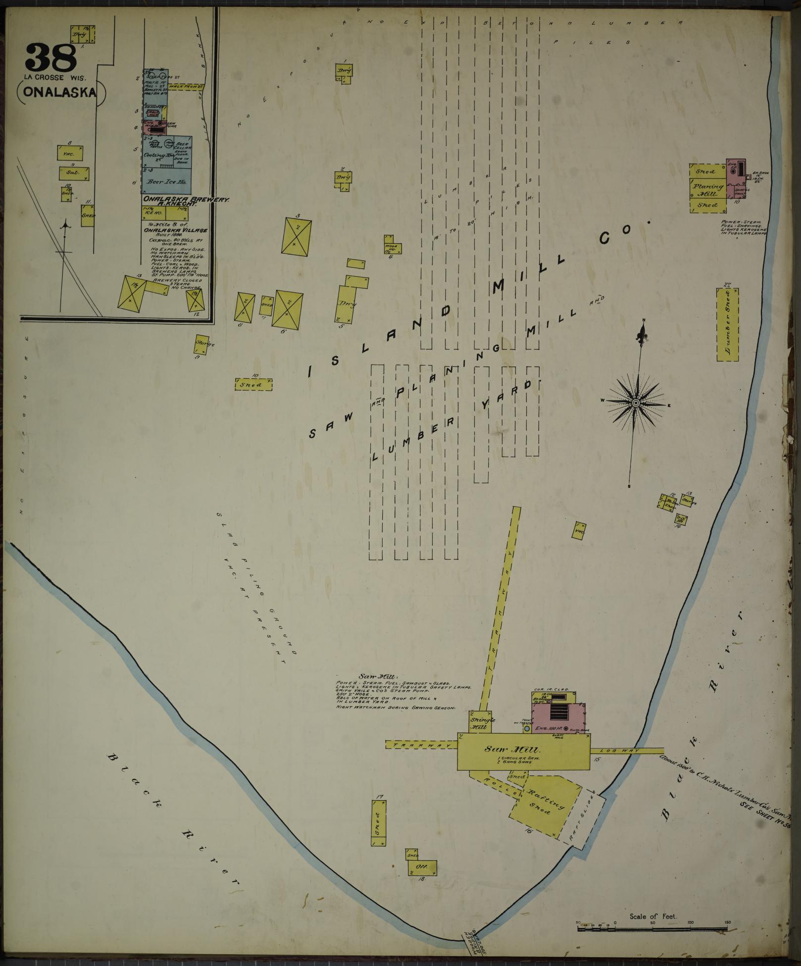 Sanborn Fire Insurance Map from La Crosse, La Crosse County, Wisconsin (1891), Sheet #0038 - Historic Sanborn Fire Insurance Map Print, vintage old map wall art, antique decor, genealogy gift, Wisconsin Wisconsin map
