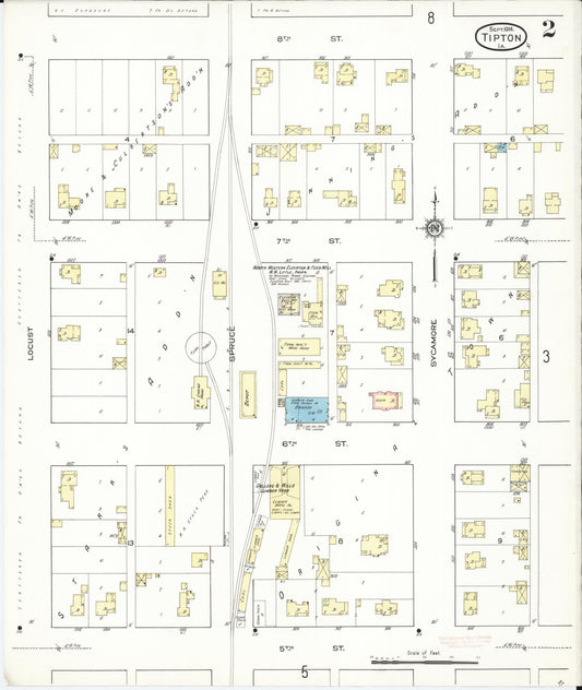 Sanborn Fire Insurance Map from Tipton, Cedar County, Iowa (1914), Sheet #0002 - Historic Sanborn Fire Insurance Map Print, vintage old map wall art