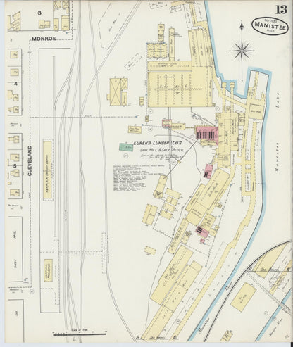 Sanborn Fire Insurance Map from Manistee, Manistee County, Michigan (1890), Sheet #0013 - Complete Map Set gallery image, historic Sanborn map, vintage wall art, Michigan Michigan