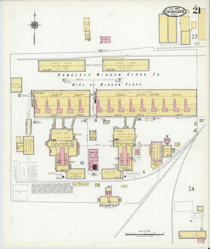 Sanborn Fire Insurance Map from Okmulgee, Okmulgee County, Oklahoma (1920), Sheet #0021 - Complete Map Set gallery image, historic Sanborn map, vintage wall art, Oklahoma Oklahoma