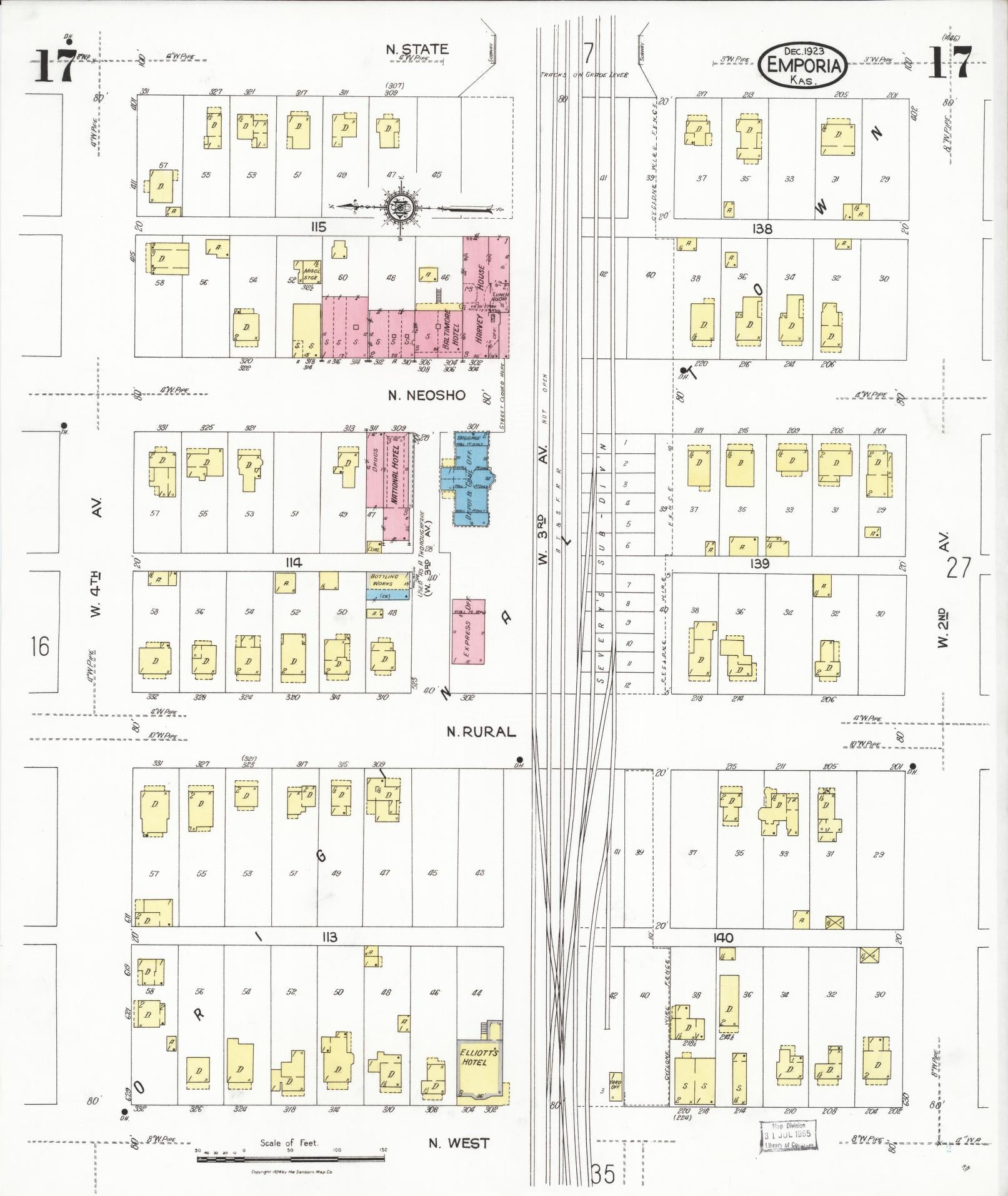 Sanborn Fire Insurance Map from Emporia, Lyon County, Kansas (1923), Sheet #0017 - Complete Map Set gallery image, historic Sanborn map, vintage wall art, Kansas Kansas