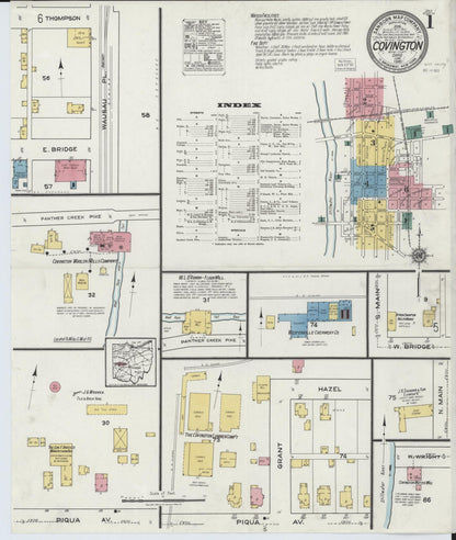 Sanborn Fire Insurance Map from Covington, Miami County, Ohio (1920), Sheet #0001 - Complete Map Set gallery image, historic Sanborn map, vintage wall art, Ohio Ohio